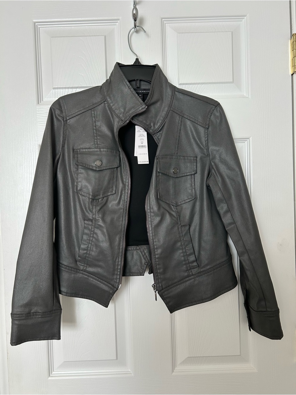 Black House White Market/ NWT/  Grey Faux Leather Moto Jacket/ 8P